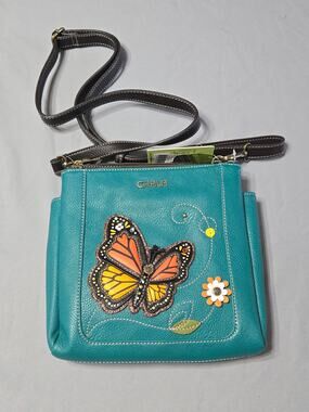 CHALA Monarch Butterfly Turquoise Crossbody Bag RFID Vegan Leather